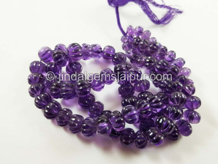 Amethyst Carved Pumpkin Beads